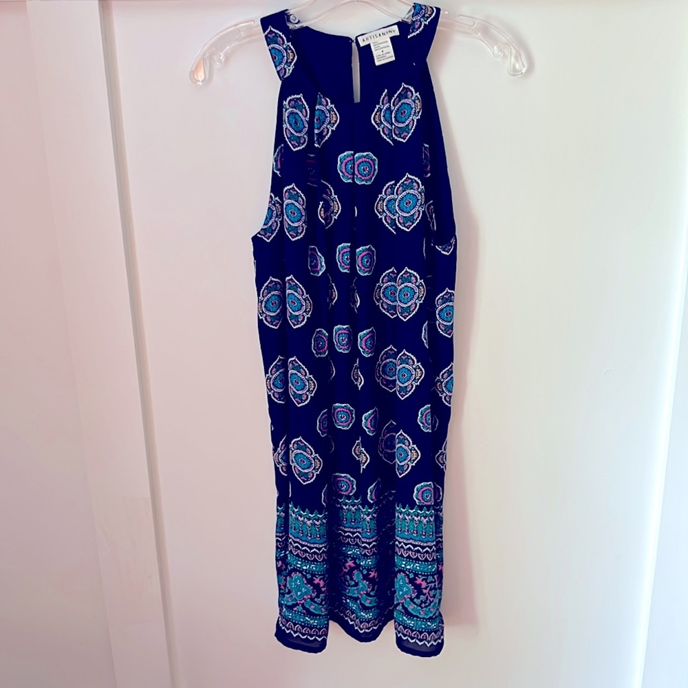 Summer Dress Size 8 Dark Blue with Print.